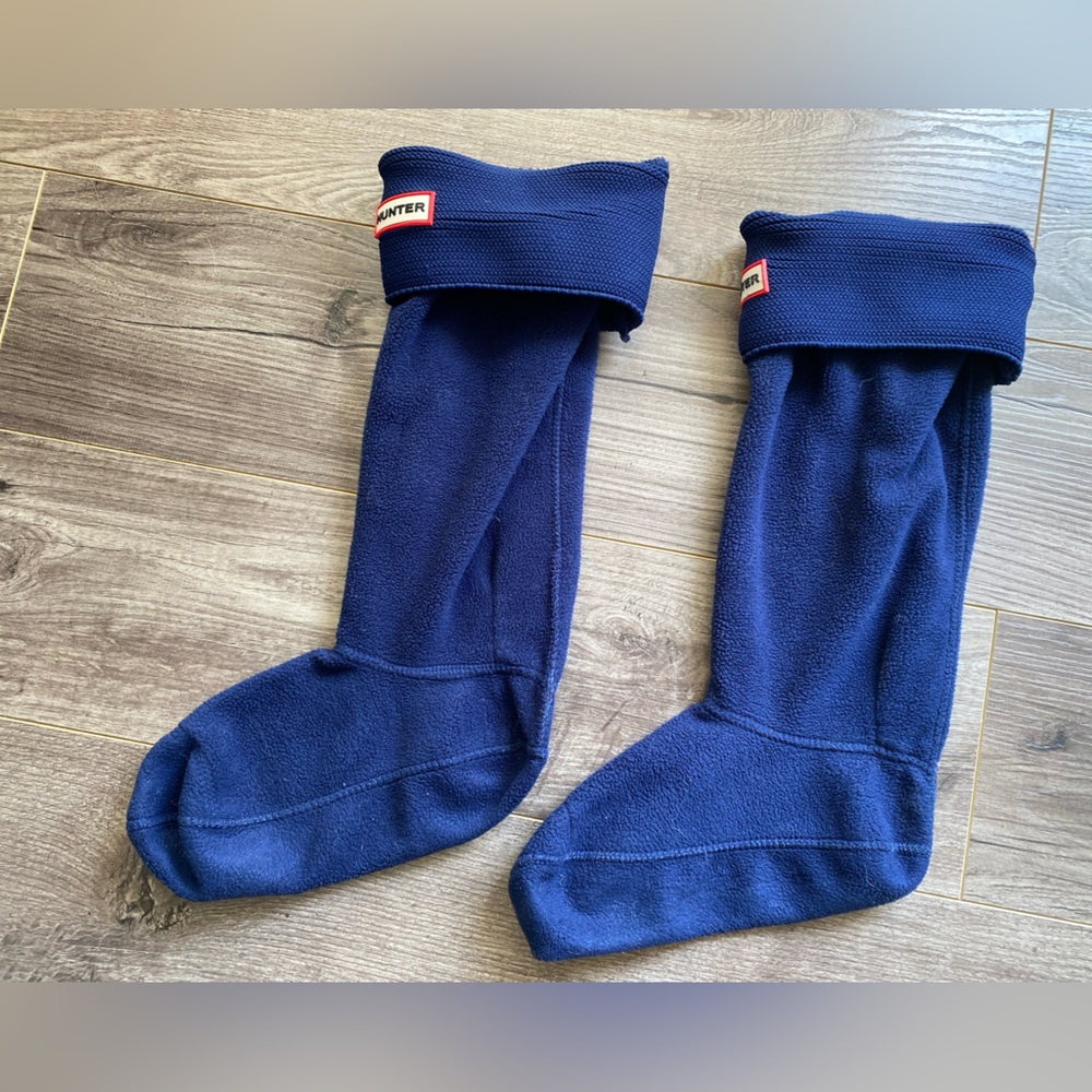 Hunter boot socks royal blue fleece for tall boots, size large